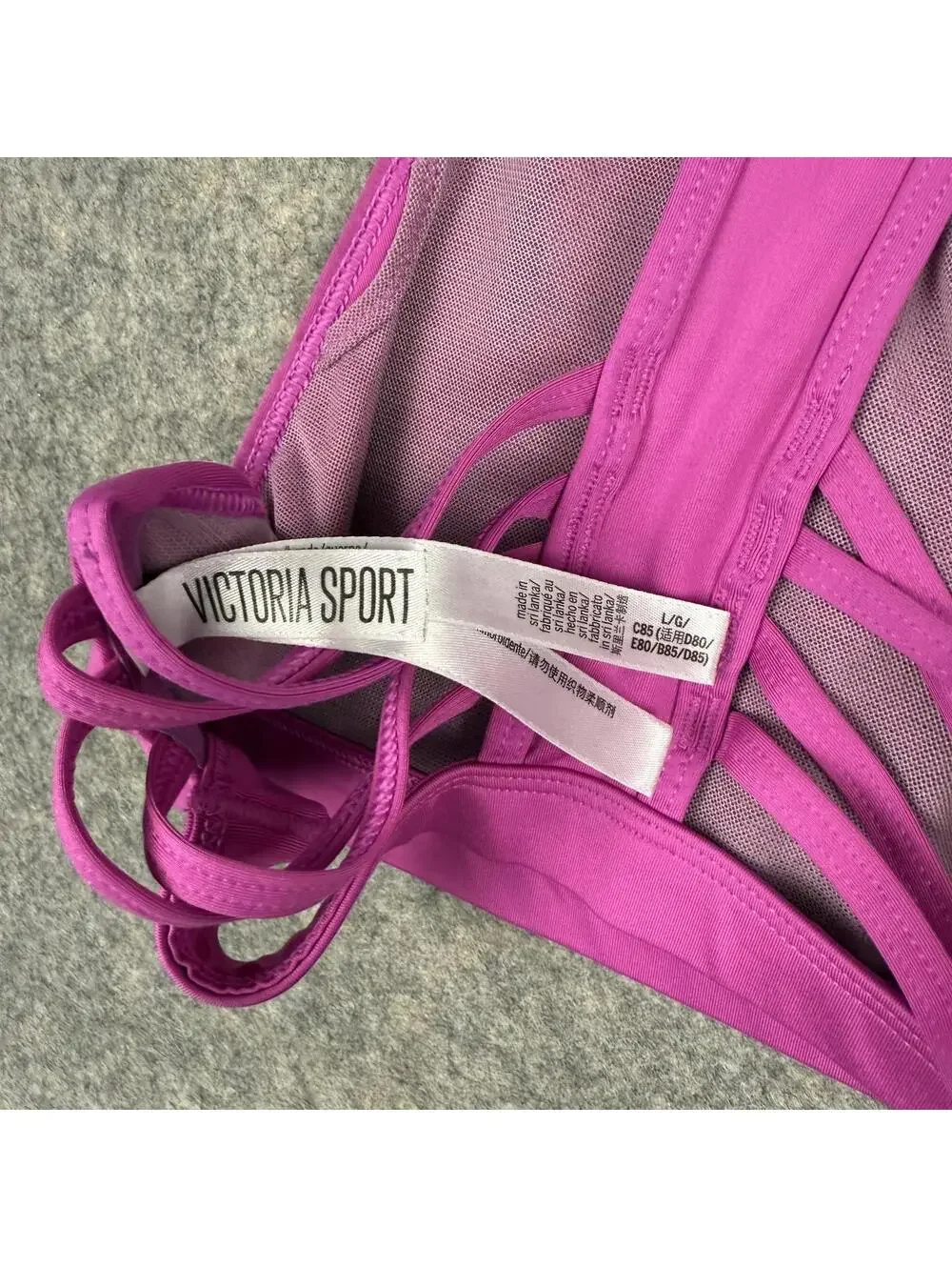 Victoria’s Sport Strappy Racerback Sports Pink Size Large Stretch Workout 065